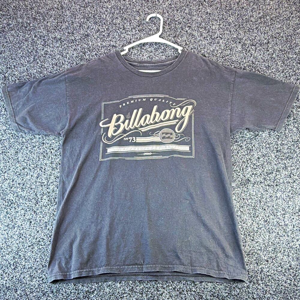 Billabong Men's Black Graphic Logo Crew Neck Short Sleeve Organic Cotton Tee L